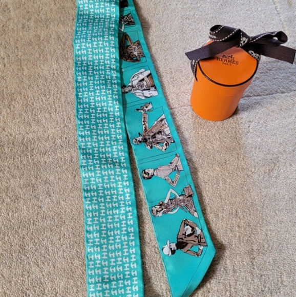 Hermes Accessories - Hermes Twilly  2" wide silk scarf
